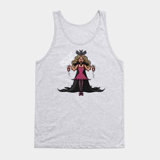 Fancy A Bite To Drink? Vampire Girl and Her Bat Bestie Digital Illustration Tank Top